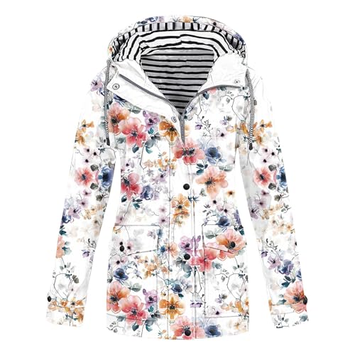 BOTCAM Regenmantel Damen Wasserdicht Atmungsaktiv mit Kapuze: Windbreaker Regenjacke Windjacke Outdoor Kapuzenjacke Übergangsjacke Reißverschluss Regenjacken Große Größen Outdoorjacke S-5XL von BOTCAM