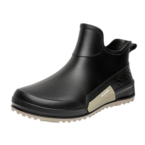 BOTCAM Regenstiefel Herren Kurz Gummistiefel Arbeitsschuhe Damen Wasserdicht Regenstiefel Stiefeletten Angeln Trekkingstiefel Rain Boots Rutschfest Outdoor Gartenschuhe Regenschuhe Gr.36-44 von BOTCAM