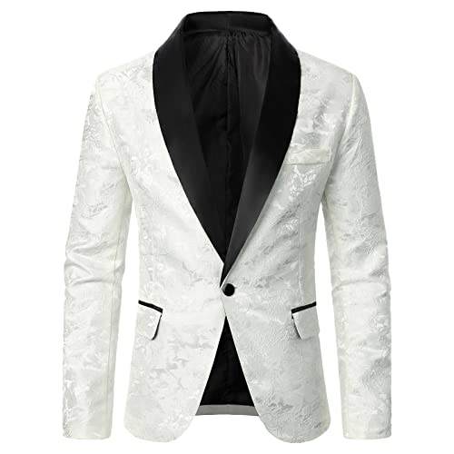 BOTCAM Sakko Herren Sportlich Stretch Anzug Freizeitanzug Slim Stehkragen Anzug Jacket Pailletten Sakko Elegant Sakkos-Anzugjacken Trachtenanzug Anzüge Für Hochzeit,Party,Festlich von BOTCAM