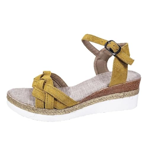 BOTCAM Sandalen Damen Flach Espadrilles Dicke Sohle Sandaletten Freizeitsandalen Sommer Bohemian Orthopädische Schuhe Sandalen Mit Weich Fussbett Outdoor Freizeit Sport Trekking Strandschuhe von BOTCAM