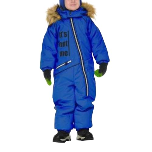 BOTCAM Schneeanzug Kinder Skianzug Thermo-Skioverall Winter Warmer Schneeoverall Winddichter Winteranzug mit Abnehmbarer Kapuze Matschanzug Outdoor-Softshell-Anzug T Shirts Set (Blue, 2-3 Years) von BOTCAM