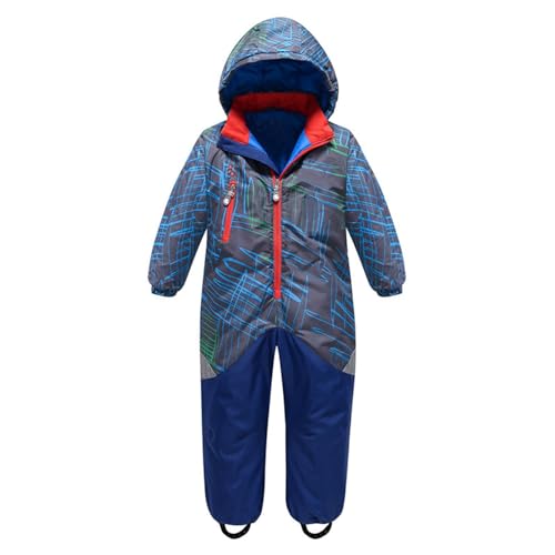 BOTCAM Schneeanzug für – isolierter, mit gefütterter Overall – Winter-Kinderwagen-Schneemobil-Skianzug oder Schneemobil-Schneeanzug für Mädchen Skianzug Einteiler (Blue, 5-6 Years) von BOTCAM