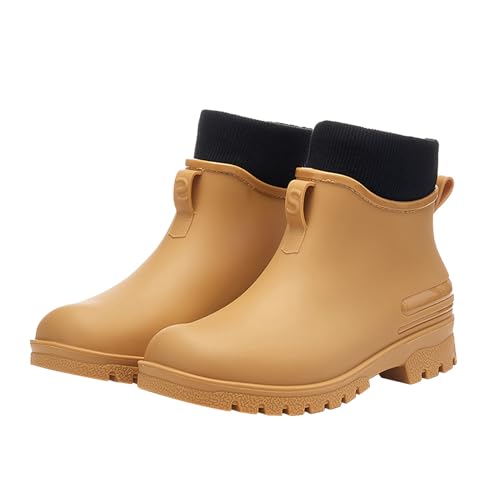 BOTCAM Schuhe Breite Füße Herren Männer Frauen Regen Slip Casual Schuhe Kurz Auf Stiefel Wasser Ankle Outdoor Mode männer Casual Schuhe Gepolsterte Warme Regen schuhe Orthopädisches Schuhe (Brown, 41) von BOTCAM