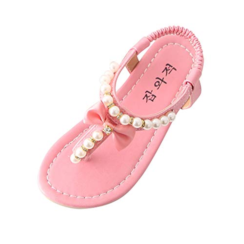 BOTCAM Schuhe Für Jungs Prinzessin Baby Mädchen Schuhe Kleinkind Sandalen Sommer Perle Knoten Kinder Baby Schuhe Sneaker Kinder (Pink, 9 Years) von BOTCAM