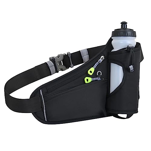 BOTCAM Sport Gürtel Tasche Lauf Gürtel Taille Pack Tasche Mit Wasser Flasche Für Männer Frauen Laufen Radfahren Wandern Wal Spielküche Holz Zubehör (Black, One Size) von BOTCAM