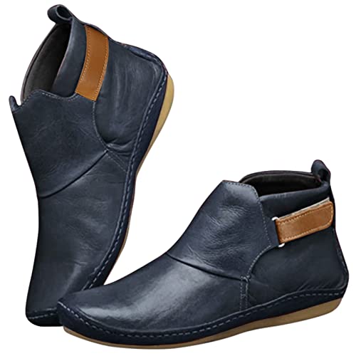 BOTCAM Stiefeletten Damen Schwarz Flach - Chelsea Stiefel Schlupfstiefel mit Reißverschluss Ankle Boots Winterstiefel Rutschfest Stiefel Damenstiefel Wildleder Stiefel Für Frauen Gr.35-43 von BOTCAM