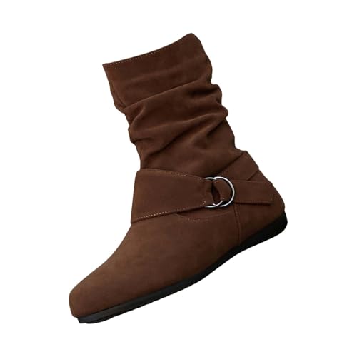 BOTCAM Stiefeletten Damen - Wildleder Cowboystiefel Halbstiefel Mit Reißverschluss Knöchelstiefel Schlupfschuhe Niederung Stiefel Kurzstiefel Übergangsstiefel Ankle Boots Halbhoch Damenstiefel von BOTCAM