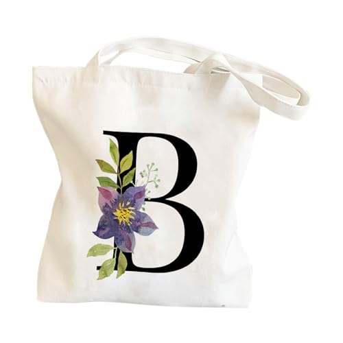 BOTCAM Taschen Damen Groß Glitzer Canvas-Tasche mit Blumen- und Buchstaben-Print für Männer und Frauen zum Einkaufen und Picknicken Taschen Wärmekissen (B, One Size) von BOTCAM