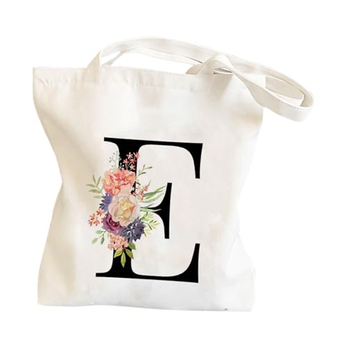 BOTCAM Taschen Damen Groß Glitzer Canvas-Tasche mit Blumen- und Buchstaben-Print für Männer und Frauen zum Einkaufen und Picknicken Taschen Wärmekissen (E, One Size) von BOTCAM