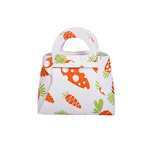 BOTCAM Taschen Damen Shopper Ostern-Kaninchen-Handtaschen-Handgemachte Süßigkeits-Taschen-nicht gewebte Karotten-Druck-Geschenk-Tasche Würfel Mit Taschen (A, One Size) von BOTCAM