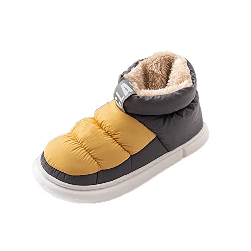 BOTCAM Trekkingschuhe Herren Wasserdicht Hoch Mode Winter Herren Schneestiefel flach weich rutschfest wasserdicht Obermaterial High Top warm bequem einfarbig zum Hineinschlüpfen (Zjsjm1024 2-Gold, 43) von BOTCAM