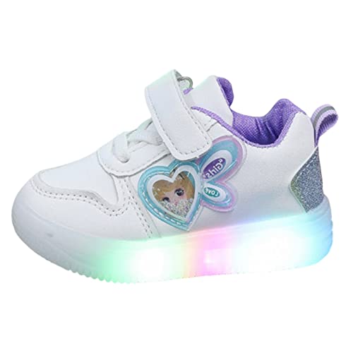 BOTCAM Turnschuhe Kinder 34 LED-Leuchten kleine und mittlere Mädchen Mode Board Schuhe Kinderschuhe Laufschuhe Damen (Purple, 27 Little Child) von BOTCAM