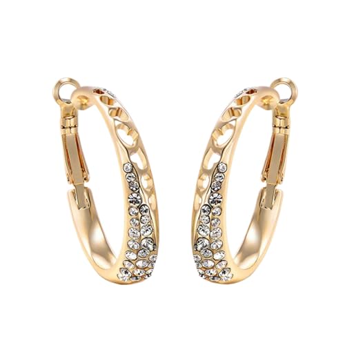 BOTCAM Weiblicher, mit Strasssteinen eingelegter großer Ohr-Creolen-Ring, personalisierter Ohrschmuck Ohrringe Blüte (Gold, One Size) von BOTCAM