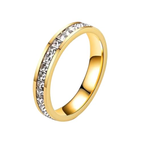 BOTCAM Weiblicher HighEndLeichter LuxusNichtFadingRoségoldTitanstahlVollEinzelquadratDamenschmuck Finger Ringe Set Silber (Gold, B) von BOTCAM