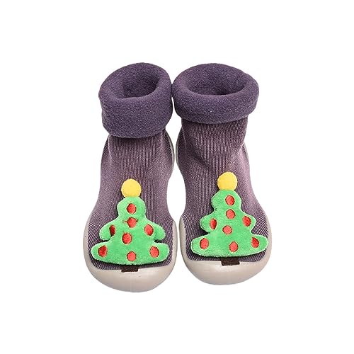 BOTCAM Weihnachten Kleinkind Socken und Schuhe Cartoon Muster Baby Mädchen Schuhe und Socken für 0 bis 3 Anzug Kind (Green, 26.5 Toddler) von BOTCAM