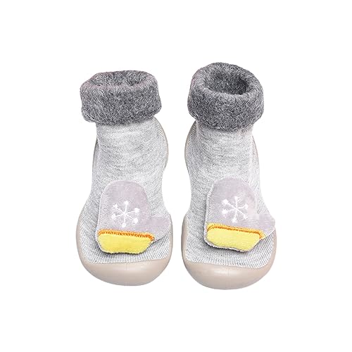 BOTCAM Weihnachten Kleinkind Socken und Schuhe Cartoon Muster Baby Mädchen Schuhe und Socken für 0 bis 3 Anzug Kind (Grey, 23 Infant) von BOTCAM