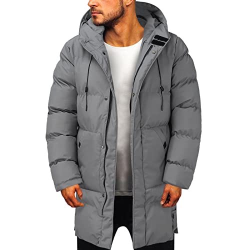 BOTCAM Wintermantel Herren Thermomantel Winter, Winddicht Daunenjacke mit Reißverschluss Einfarbig Jacke Winter Warm Steppjacke Leichte Winterjacke mit Kapuze Große Größen Outdoor Skimantel M-8XL von BOTCAM