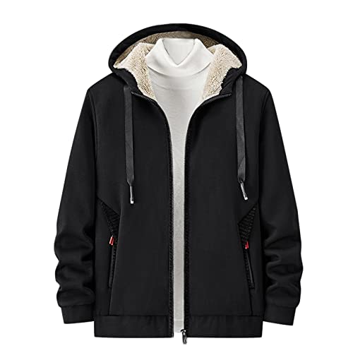 BOTCAM Winterparka Herren Slim Fit Kapuzenjacke, Thermojacke Winddicht Fleecejacke Winter Bike Übergangsjacke Herren Winter Motorradjacke Teddyfutter Outdoorjacke Winter Asia Größe L-8XL von BOTCAM