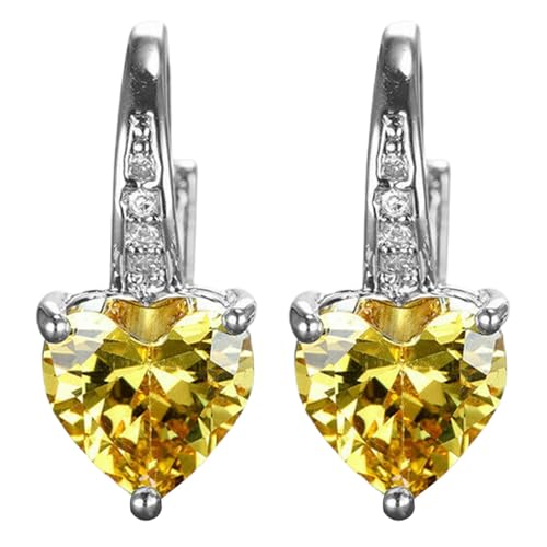 BOTCAM Women Earrings Heart Shaped Zircon Multi Color Fashion Simple Earrings Zircon Ear Peach Heart Multi Color Jewelry Ohrringe Früchte von BOTCAM