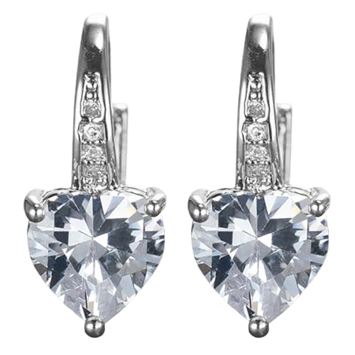 BOTCAM Women Earrings Heart Shaped Zircon Multi Color Fashion Simple Earrings Zircon Ear Peach Heart Multi Color Jewelry Ohrringe Früchte von BOTCAM