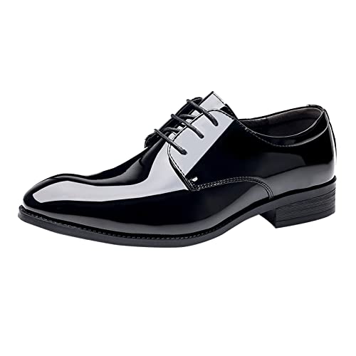 Business Anzugschuhe Herren Lederschuhe Lack Lederfutter Hochzeitsschuh Lackschuhe Schnürhalbschuhe Oxford Smoking Lackleder Brogue Schuhe Hochzeit Derby Leder Synthetik Smokingschuh von BOTCAM