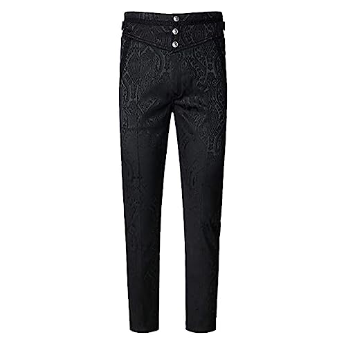 Chino Hose Herren Schwarz 34/32 Hose Steampunks Viktorianische Hose (Black, XXL) von BOTCAM