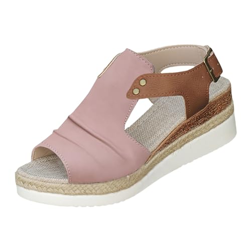Damen Bohemian Espadrilles Flache Sandalen Breit Barfuß Lässig Sandaletten Sommer Strandschuhe Freizeit Sport Trekking Sommerschuhe Walking Plateau Schuhe Frauen Keilsandalen Wanderschuhe von BOTCAM