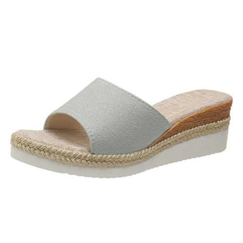 Damen-Hausschuhe Mit Fußbett Breite Füße Plattform Peeptoe Slide Sommerschuhe Strandsandalen Plateau Leicht Sommer Pantoffeln Rutschfest Schlappen Pantoletten Offene Schuhe Keilsandalen von BOTCAM