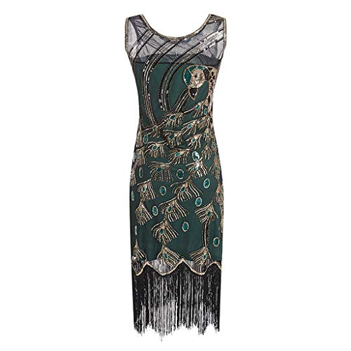 Damen Pailletten 1920s Kleid Flapper Charleston Kleid V Ausschnitt Great Gatsby Motto Party Damen Fasching Kostüm Kleid Fransenkleid Vintage Mode 20er Jahre Sommerkleid Ärmellos Pailettenkleider von BOTCAM