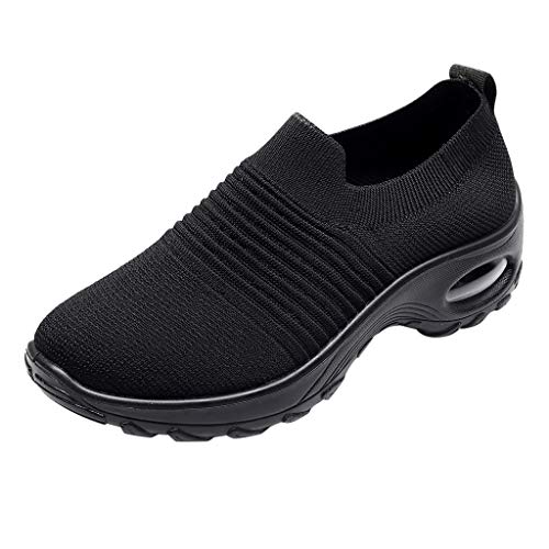 Damen Schuhe Stiefeletten 38 Slip-on Sport Schuhe rundum atmungsaktiv Schuhe Sneakers Trachten Schuhe Für Damen (Black, 39) von BOTCAM