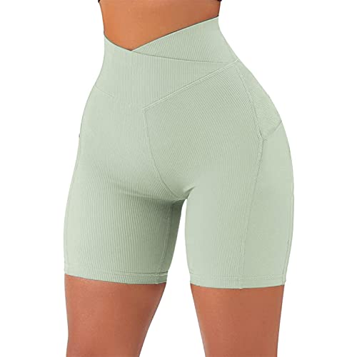 Damen Scrunch Butt Sportshorts - Push Up V Cross High Waist Booty Biker Yoga Fitness Gym Shorts Workout Radlerhosen Laufhosen Kurze Leggings Seamless Sportleggins Für Gym Fitness Workout Yoga von BOTCAM