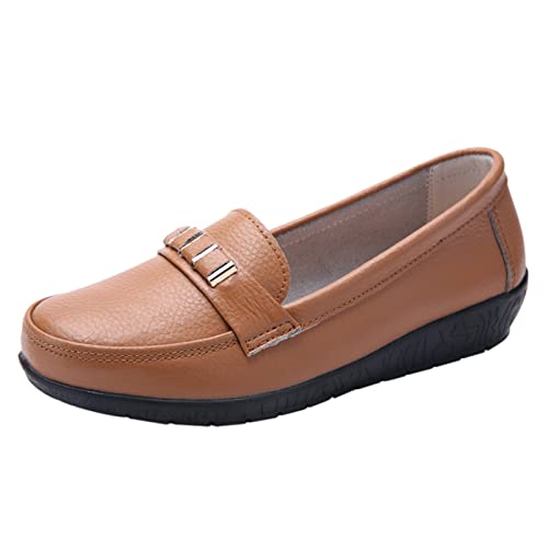 Damen Sommer Casual Mokassins Loafers - Plattform Elegante Bootsschuhe - Weichen Sohlen Leder Halbschuhe - Rutschfest Freizeit Strandsandalen Vintage Einfarbige Slip-On-Wanderschuhe Damen Sommer Casual Mokassins Loafers - Plattform Elegante Bootsschuhe - Weichen Sohlen Leder Halbschuhe - Rutschfest Freizeit Strandsandalen Vintage Einfarbige Slip-On-Wanderschuhe von BOTCAM