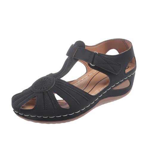 Damen Sommer Sandalen Aus Naturleder - Causal Daily Trekking Walkingschuhe Geschlossene Weich Leicht Bequem Barfußschuhe Mit Robuste Profilsohle Langlebige Orthopädische Sandaletten von BOTCAM