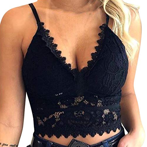 Damen Sport BH Starker Halt Ohne Bügel mit Spitze Dessous Damen Sexy Unterwäsche Push Up BH Bequem GroßE GrößEn Yoga Fitness Training Stretch Spitze BH Bra Top Set Sport BHS Für Women von BOTCAM