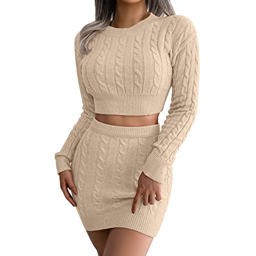 Damen Strickkleid Zweiteiliger Anzug Rundhals Oberteil Und Mini Strickrock Bleistiftrock Elastische Bodycon 2 Stück Set Pulloverkleid Einfarbig Langarm Kurze Pullover Strick Kleid Slim Fit Rock Damen Strickkleid Zweiteiliger Anzug Rundhals Oberteil Und Mini Strickrock Bleistiftrock Elastische Bodycon 2 Stück Set Pulloverkleid Einfarbig Langarm Kurze Pullover Strick Kleid Slim Fit Rock von BOTCAM