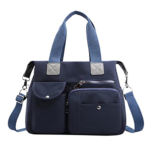 Damenhandtasche Große Umhängetasche Top- Handtasche Große Kapazität Mit Schultergurten Geeignet Für Fitnessstudios Arbeitsplätze Und Schulen Reise Duffle Bag Übernachtungstasche Zwei (Blue, One Size) von BOTCAM