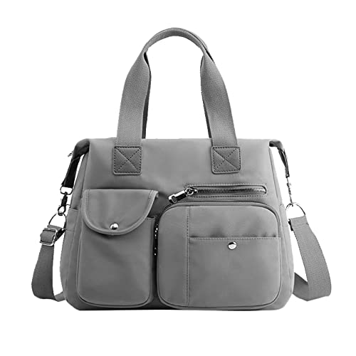 Damenhandtasche Große Umhängetasche Top- Handtasche Große Kapazität Mit Schultergurten Geeignet Für Fitnessstudios Arbeitsplätze Und Schulen Reise Duffle Bag Übernachtungstasche Zwei (Grey, One Size) von BOTCAM