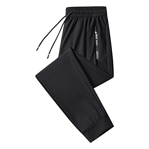 Einfarbig Freizeithosen mit Kordelzug Atmungsaktive Jogginghose Herren Gerader Schnitt Herrenhosen Lang Stretch Trainingshose Herren Leichte Sommerhose Herren Lang Baggy Freizeithose Sporthosen von BOTCAM