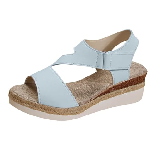 Espadrilles Sandalen Mit Weich Fussbett Damen Sommer Plateau Wedges Sandaletten Comfort Keilsandalen Weite H Sandalen Outdoor Wanderschuhe Bequem Boho Offene Sandalette von BOTCAM