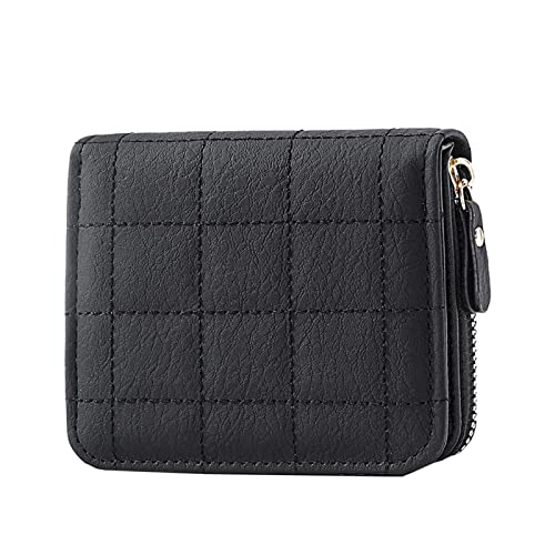 Fashion ID Short Wallet Gitter Volltonfarbe Damen Reißverschluss Geldbörse Mehrere Kartenfächer Clutch Bag Handytasche S Geldbörsen (Black, One Size) von BOTCAM