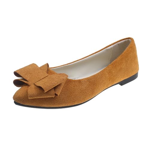 Flache Damenschuhe, Ballerinas Damen Flats Schuhe Bequem Und Elegant Abendschuhe Mit Niedliche Schleife Weich Leicht Halbschuhe Freizeit Bequeme Mokassins Einzelschuhe Niedriger Keil Loafer von BOTCAM