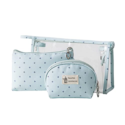 Frauen Männer Reisetasche Mode einfache dreiteilige Waschtasche tragbar große Kapazität Reisezubehör Herren (Blue, One Size) von BOTCAM