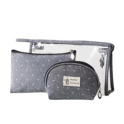 Frauen Männer Reisetasche Mode einfache dreiteilige Waschtasche tragbar große Kapazität Reisezubehör Herren (Grey, One Size) von BOTCAM