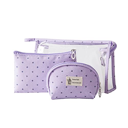 Frauen Männer Reisetasche Mode einfache dreiteilige Waschtasche tragbar große Kapazität Reisezubehör Herren (Purple, One Size) von BOTCAM