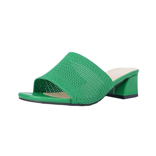 Frühling und Sommer High Heel Hausschuhe Gestrickt Bequem Offener Zehenbereich Pantoletten Mid Heel Sandaletten Mit Fußbett Casual Wedges Slipper Elegant Kleid Sandalen & Slides von BOTCAM