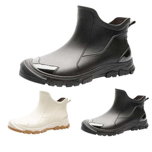 Gummistiefel Herren Regenstiefel Regenschuhe Boots Einfarbig Gartenschuhe Rain Boots Regenstiefel Segelstiefel Halbhoch Wasserdicht Halbgummistiefel Bequem Und Nicht Stiefel Angelstiefel von BOTCAM