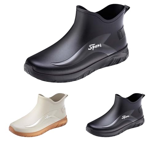 Gummistiefel Herren Regenstiefel Weitschaft Extra Weit Gummischuhe Barfuß Gartenstiefel Bequem Und Nicht Regenschuhe Garten Schuhe Wasserdicht Halbgummistiefel Segelstiefel Angelstiefel von BOTCAM