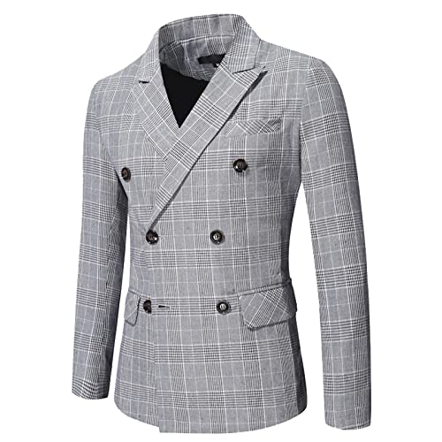 Herren Blazer Kariertes Smoking Herren Zweireihige Sakko Schwarz Baumwolle Regular Fit Kariert Sakko Herren Schwarz Anzugjacke Herren Anzugsakko Herren Anzug Slim Fit M L XL XXL 3XL von BOTCAM