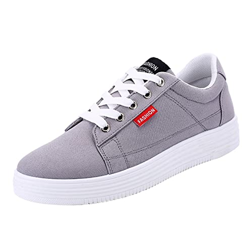 Herren Canvas Sneaker Sommer Low Top Flache Schuhe Loafer Leichte Atmungsaktive Schnürschuhe Slip On Plattform Outdoor Walking Laufschuhe Casual Jogging Trainers Joggingschuhe Turnschuhe von BOTCAM