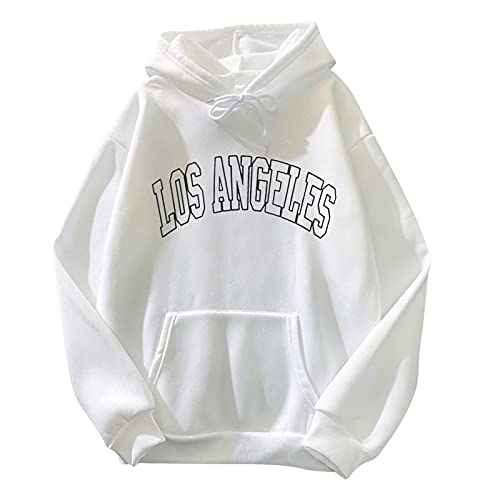 Hoodie Damen Kapuzenpullover Herbst Winter Frauen Los Angeles Buchstabendruck Pullover Sweatshirt Mit Kapuze Langarm Hoodie Sport Style Y2k E-Girl Kapuzenpulli Oversize Loose Tops Teenager Mädchen von BOTCAM